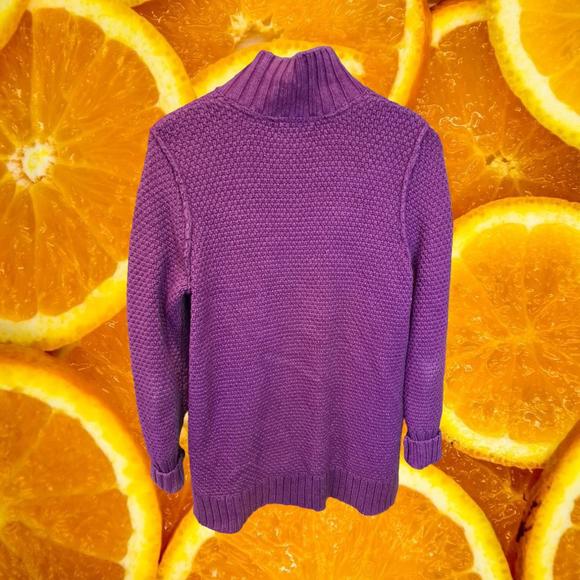 Ruff Hewn Purple Full Zip Cable Knit Sweater Size Medium - Picture 6 of 6
